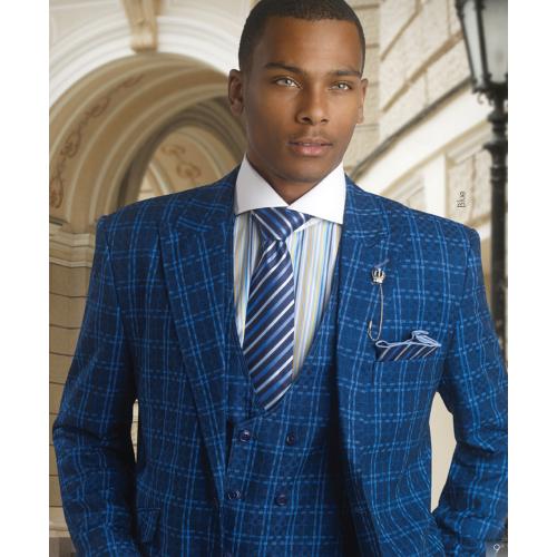 E. J. Samuel Blue Box Pinstriped Suit M2667